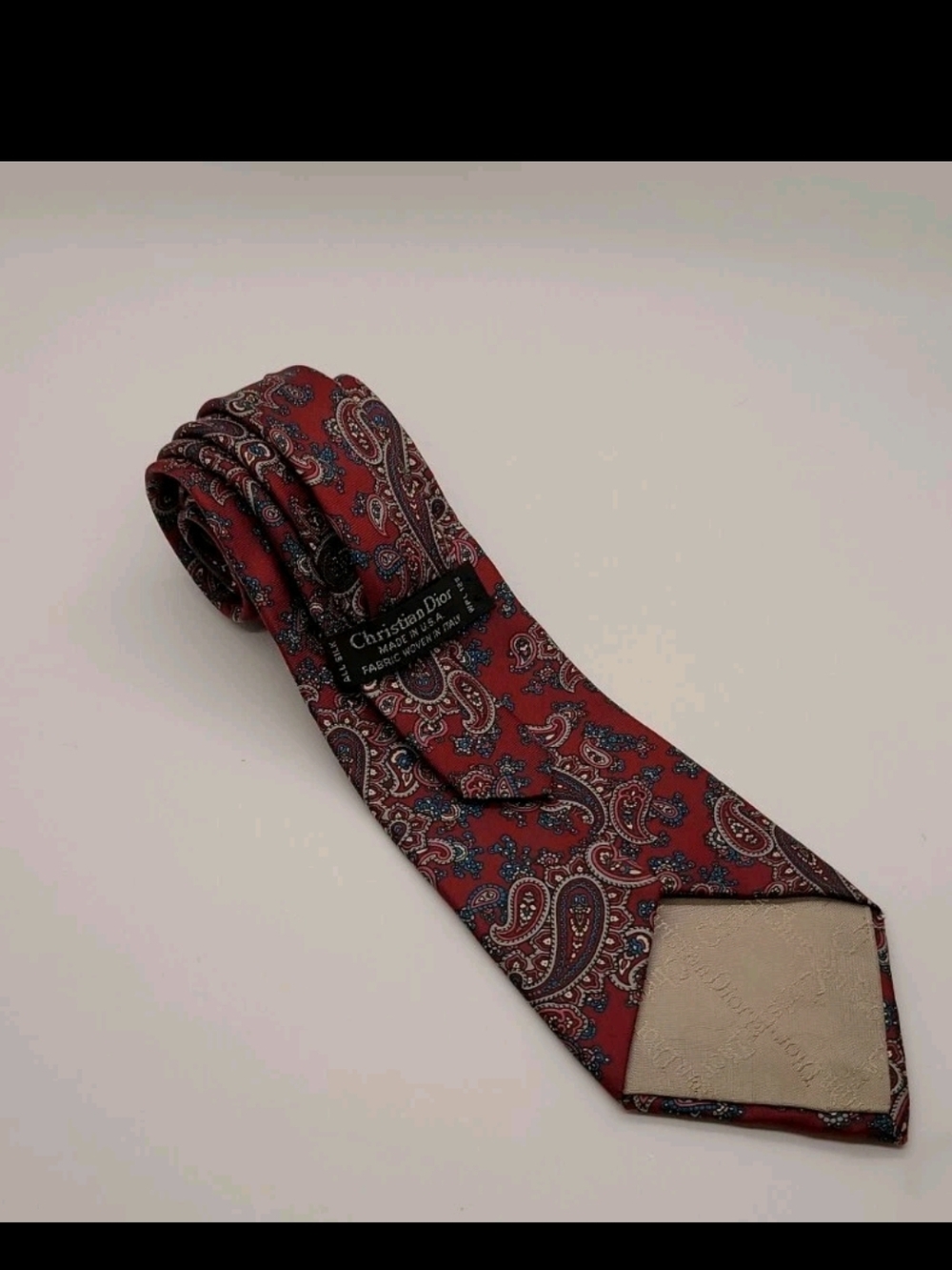 Dior Red Paisley Silk Tie - Picture 2 of 6